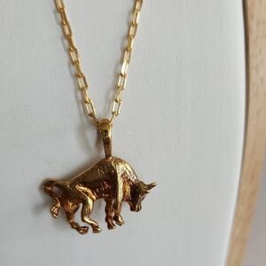 Gold Bull Pendant Necklace